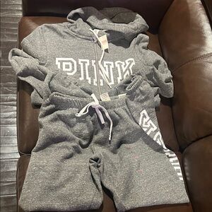 PINK Victoria's Secret Gray Hoodie and Sweatpants Set